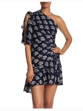 A.L.C. Navy One-Shoulder Floral Mini Dress